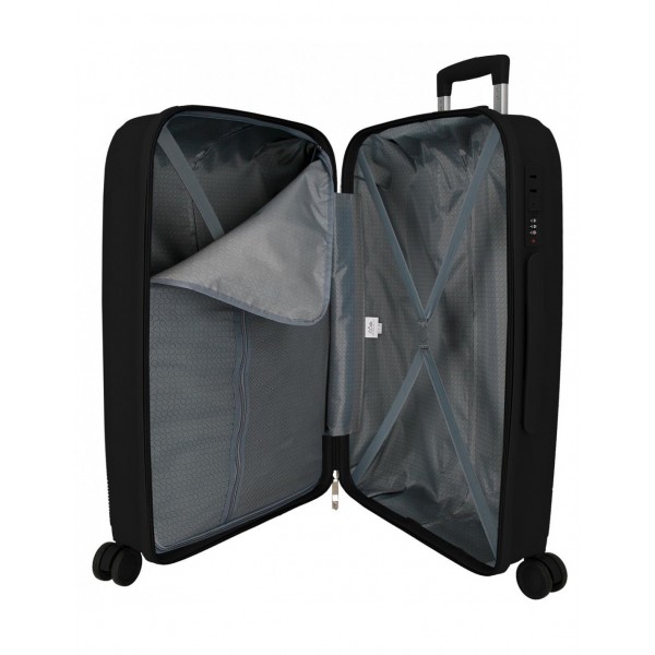 Troler mediu, Roll Road Orbit, polipropilena, TSA, negru, 43x64x24 cm