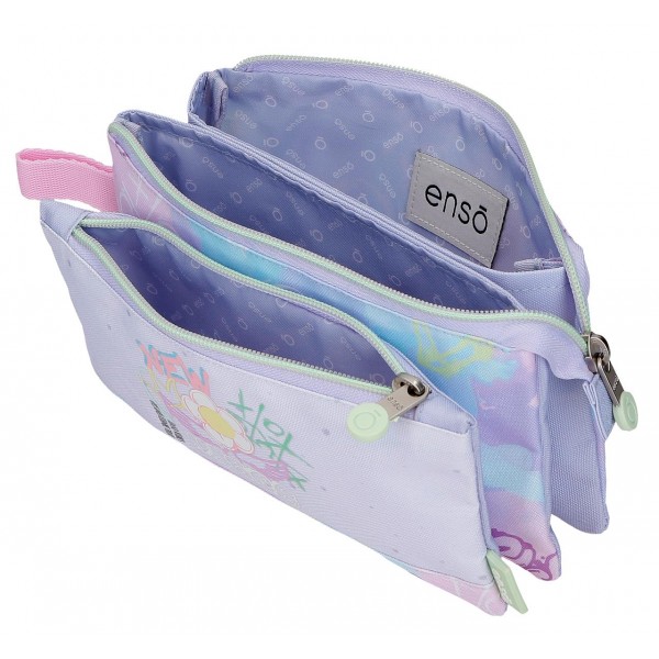 Penar fete, Enso New Vibes, 3 compartimente, violet, 12x22x5 cm