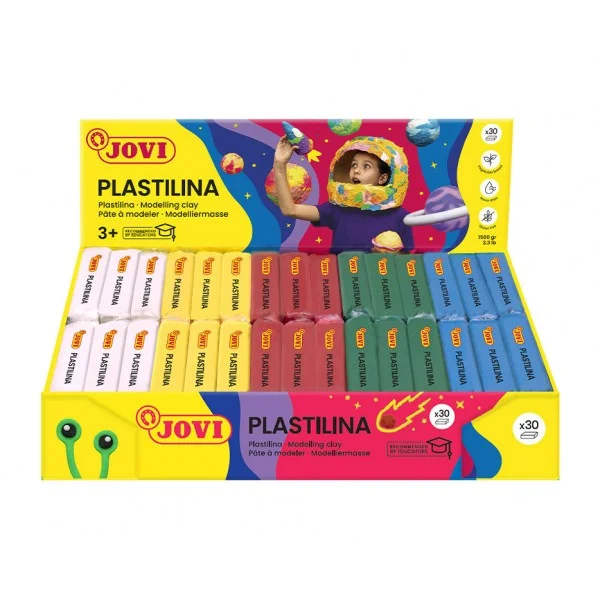 JOVI Plastilina Knetmasse, 30 Tabletten à 50 G, Lila – Pflanzlich, Glutenfrei, Trocknet Nicht Aus (ab 2 Jahren)
