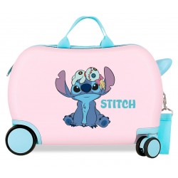 Valiza copii, ride-on, Disney Stitch In the world, ABS, 4 roti, roz, 31x45x20 cm