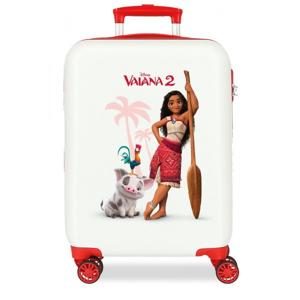 Troler copii, Disney Vaiana and Friends, ABS, valiza mica, alba, 55x38x20 cm