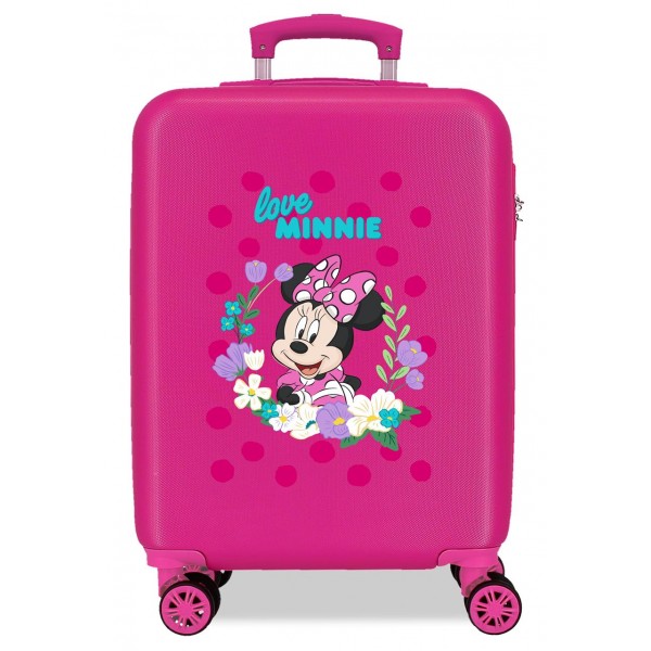 Troler copii, Disney Minnie Golden Days, ABS, 4 roti, valiza mica, fucsia, 55x38x20 cm
