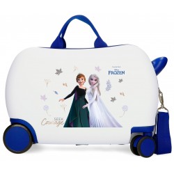 Valiza copii, ride-on, Frozen Seek Courage, ABS, 4 roti, alba, 31x45x20 cm