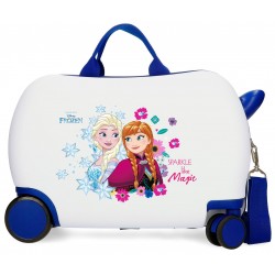 Valiza copii, ride-on, Frozen Sparkle Like Magic, ABS, 4 roti, alba, 31x45x20 cm