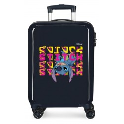 Troler copii, Disney Stitch Face Down, ABS, valiza mica, neagra, 55x38x20 cm
