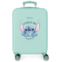 Troler copii, Disney Stitch Cuddle me happy, ABS, valiza mica, turcoaz, 55x38x20 cm