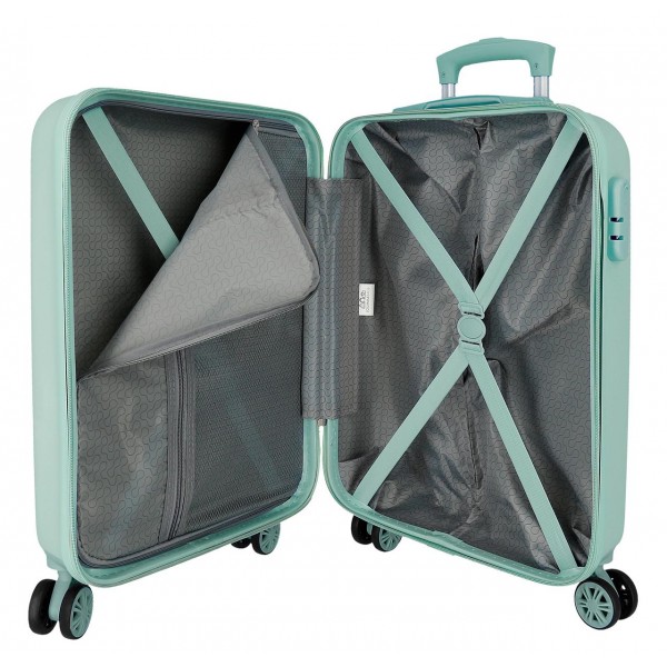 Troler copii, Disney Stitch Cuddle me happy, ABS, valiza mica, turcoaz, 55x38x20 cm