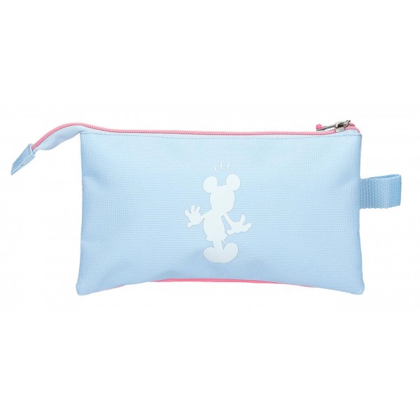 Penar fete, Disney Mickey Vibes, 3 compartimente, albastru deschis, 22x12x5 cm