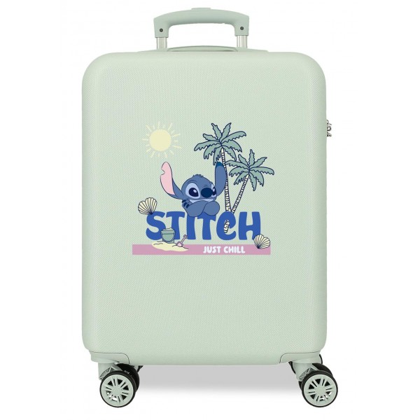 Troler copii, Disney Stitch Just chill, ABS, valiza mica, verde menta, 38x55x20 cm