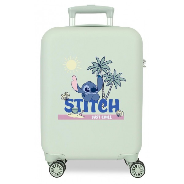 Troler copii, Disney Stitch Just chill, ABS, valiza mica, verde menta, 33x50x20 cm