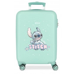 Troler copii, Disney Lovely Stitch, ABS, valiza mica, turcoaz, 55x38x20 cm