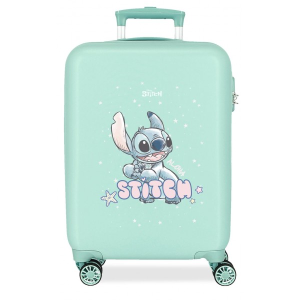 Troler copii, Disney Lovely Stitch, ABS, valiza mica, turcoaz, 55x38x20 cm