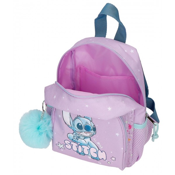Ghiozdan gradinita fete, Disney Lovely Stitch, lila, 19x24x10 cm