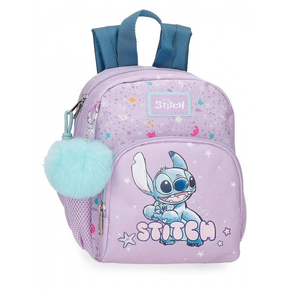 Ghiozdan gradinita fete, Disney Lovely Stitch, lila, 19x24x10 cm