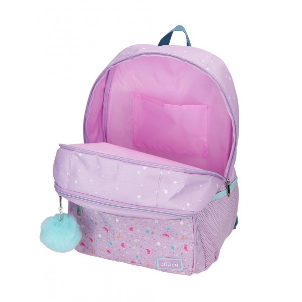 Ghiozdan scoala fete, Disney Lovely Stitch, 2 compartimente, lila, 32x44x17 cm