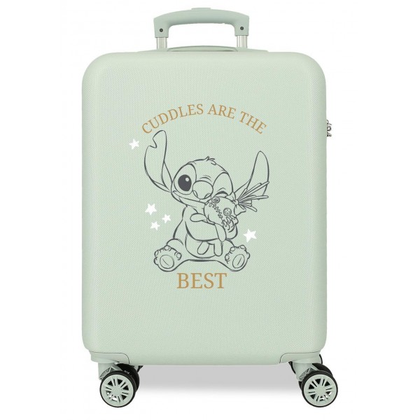 Troler copii, Disney Stitch Cuddles are the best, ABS, valiza mica, verde menta, 55x38x20 cm
