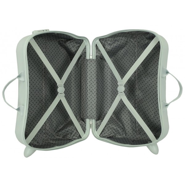 Valiza copii, ride-on, Disney Stitch Cuddles are the best, ABS, 4 roti, verde menta, 50x38x20 cm