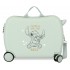 Valiza copii, ride-on, Disney Stitch Cuddles are the best, ABS, 4 roti, verde menta, 50x38x20 cm