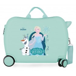 Valiza copii, ride-on, Frozen 2 Nature is Magical, ABS, 4 roti, turcoaz, 50x38x20 cm