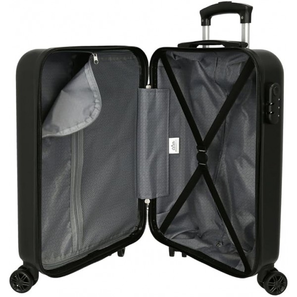 Troler copii, Kuromi Wonder Fest, ABS, 4 roti, valiza mica, neagra, 55x38x20 cm