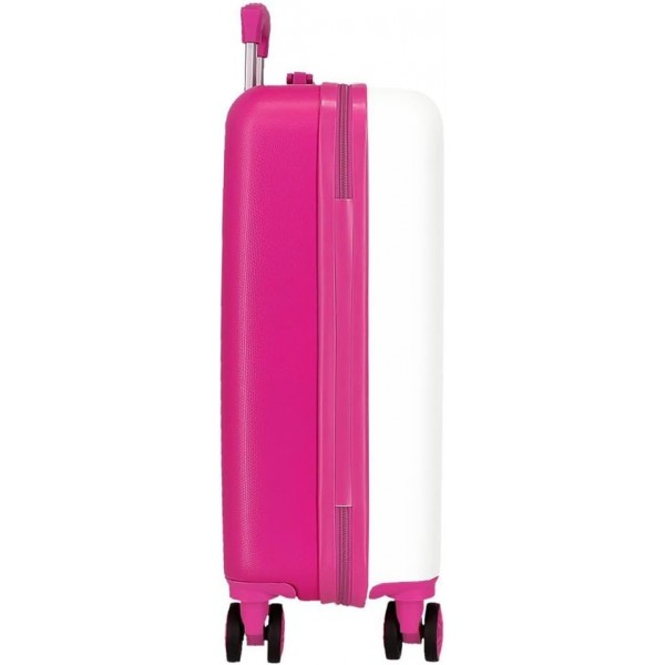 Troler copii, Kuromi Wonder, ABS, valiza mica, alb-fucsia, 55x38x20 cm