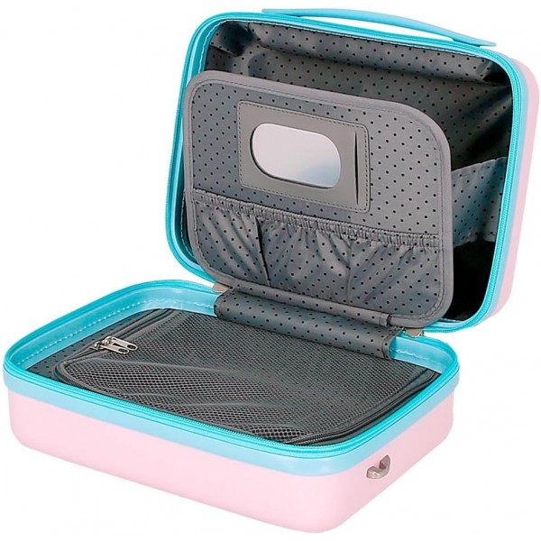 Geanta calatorie copii, Kuromi Current Mood, ABS, adaptabila, roz, 29x21x15 cm