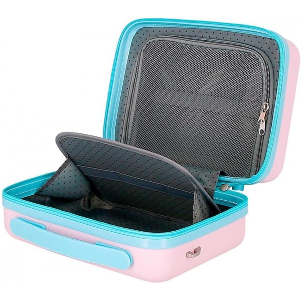 Geanta calatorie copii, Kuromi Current Mood, ABS, adaptabila, roz, 29x21x15 cm