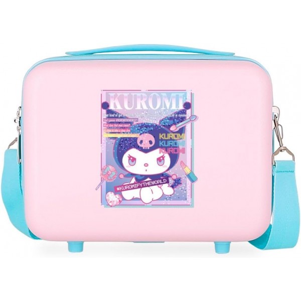 Geanta calatorie copii, Kuromi Current Mood, ABS, adaptabila, roz, 29x21x15 cm