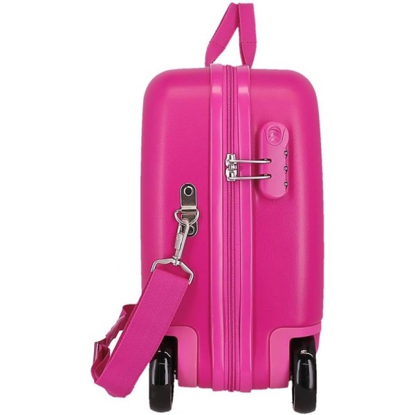 Valiza copii, ride-on, Kuromi Around the world, ABS, 4 roti, fucsia, 50x38x20 cm
