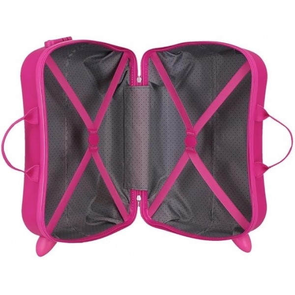 Valiza copii, ride-on, Kuromi Around the world, ABS, 4 roti, fucsia, 50x38x20 cm