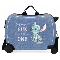 Valiza copii, ride-on, Disney Stitch Dance it out, ABS, 4 roti, albastra, 50x38x20 cm