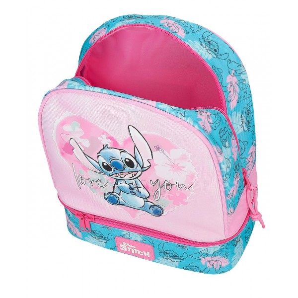 Ghiozdan gradinita fete, Disney Heart Stitch, compartiment termic, multicolor, 23x28x13 cm