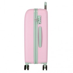 Troler copii, Disney Travelling with Stitch, ABS, valiza medie, TSA, roz deschis, 44x60x26 cm
