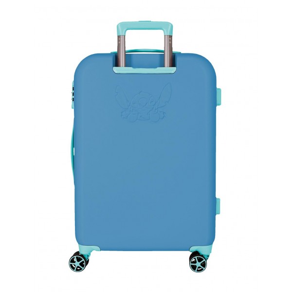 Troler copii, Disney Travelling with Stitch, ABS, valiza medie, TSA, albastra, 44x60x26 cm