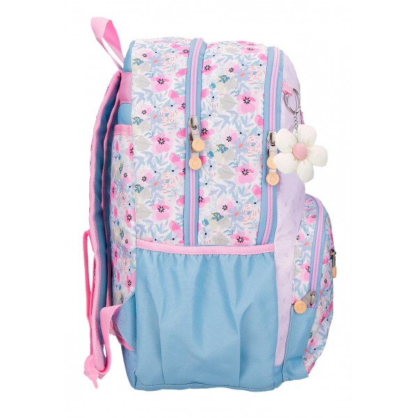 Rucsac scoala fete, Enso Full of flowers, 2 compartimente, multicolor, 32x44x17 cm