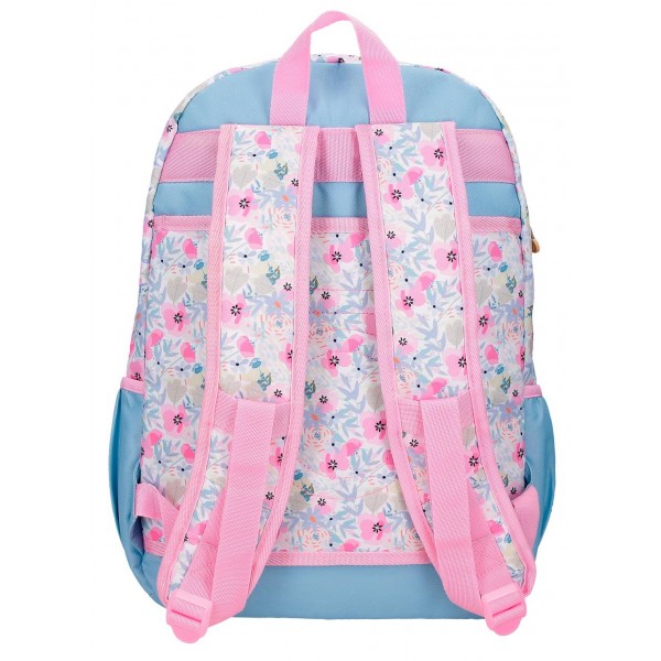 Rucsac scoala fete, Enso Full of flowers, 2 compartimente, multicolor, 32x44x17 cm