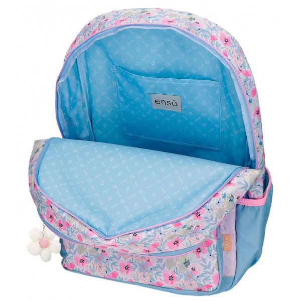Rucsac scoala fete, Enso Full of flowers, 2 compartimente, multicolor, 32x44x17 cm