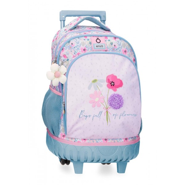 Rucsac troler fete, Enso Full of flowers, 2 compartimente, multicolor, 33x44x21 cm