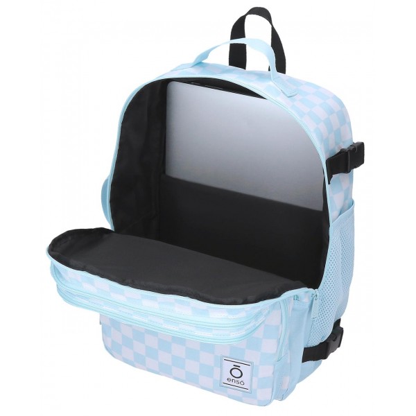 Rucsac calatorie fete, Enso Fleur Squares, compartiment laptop, adaptabil, multicolor, 28x40x20 cm