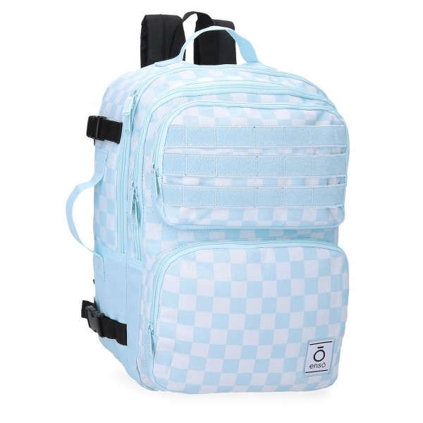 Rucsac calatorie fete, Enso Fleur Squares, compartiment laptop, adaptabil, multicolor, 28x40x20 cm