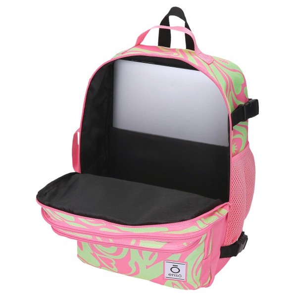 Rucsac calatorie fete, Enso Fleur Psychedelic, compartiment laptop, adaptabil, multicolor, 28x40x20 cm
