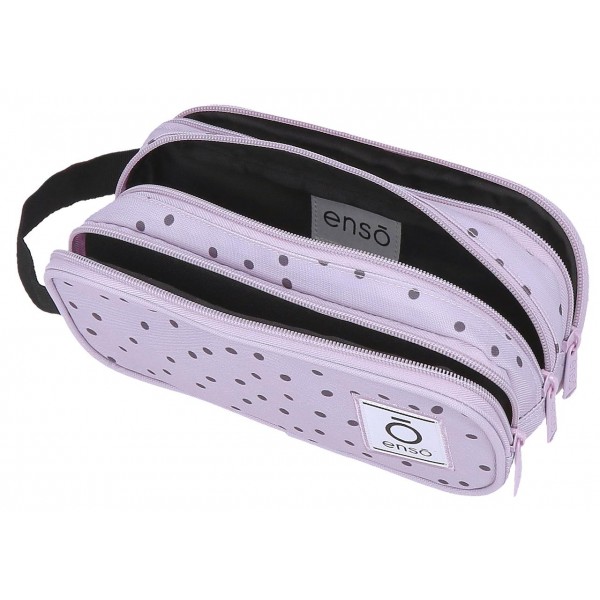 Borseta mana fete, Enso Fleur Dots, 3 compartimente, multicolora, 22x10x9 cm