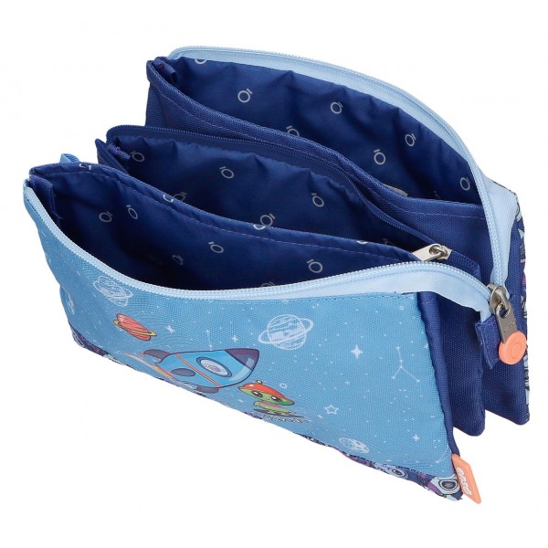 Penar baieti, Enso New Friends, 3 compartimente, albastru, 12x22x5 cm