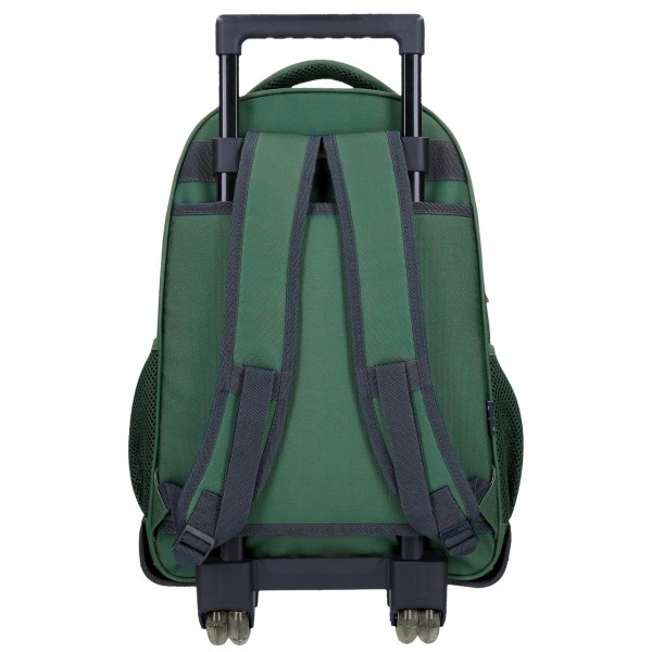 Rucsac troler baieti, Pepe Jeans Jebb, 2 compartimente, 2 roti duble, verde, 33x44x21 cm