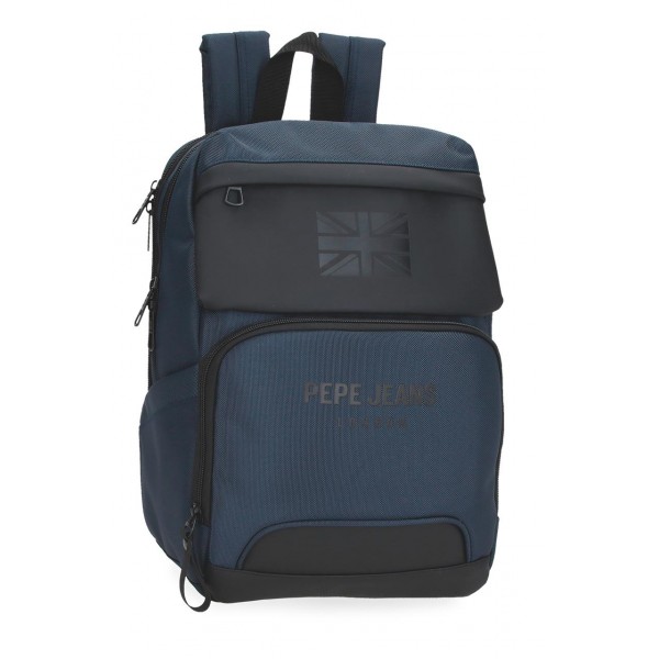 Rucsac barbati, Pepe Jeans Bromley 24, 2 compartimente, buzunare laptop 13.3 inch, tableta 12 inch, albastru, 25x36x10 cm