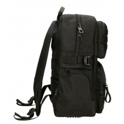 Rucsac barbati, Pepe Jeans Bromley 24, compartimente laptop 15 inch/tableta, adaptabil, negru, 28x40x16 cm