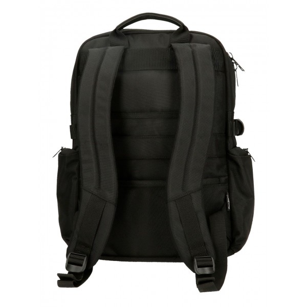 Rucsac barbati, Pepe Jeans Bromley 24, compartimente laptop 15 inch/tableta, adaptabil, negru, 28x40x16 cm
