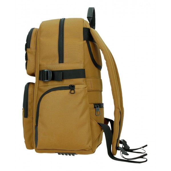 Rucsac barbati, Pepe Jeans Bromley 24, compartimente laptop 15 inch/tableta, adaptabil, ocru, 28x40x16 cm