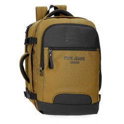 Rucsac calatorie barbati, Pepe Jeans Bromley 24, 2 compartimente, buzunare laptop/tableta, ocru, 25x40x17 cm