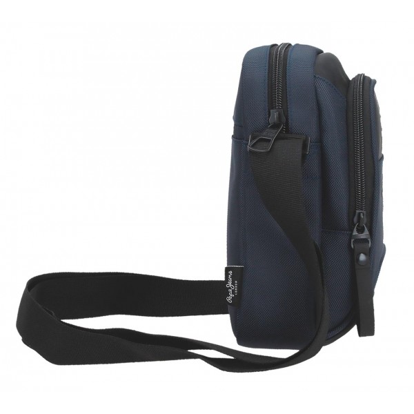 Geanta umar barbati, Pepe Jeans Bromley 24, 2 compartimente, albastra, 17x22x8 cm